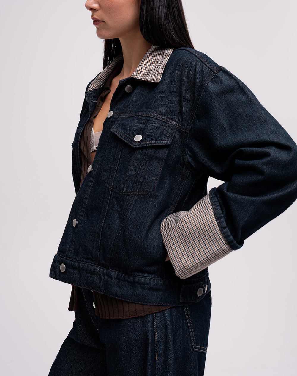 Chaqueta oversize denim índigo oscuro mujer