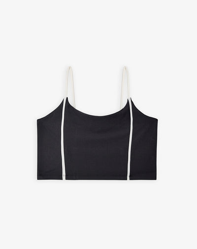 Top en tiras delgadas soporte medio negro