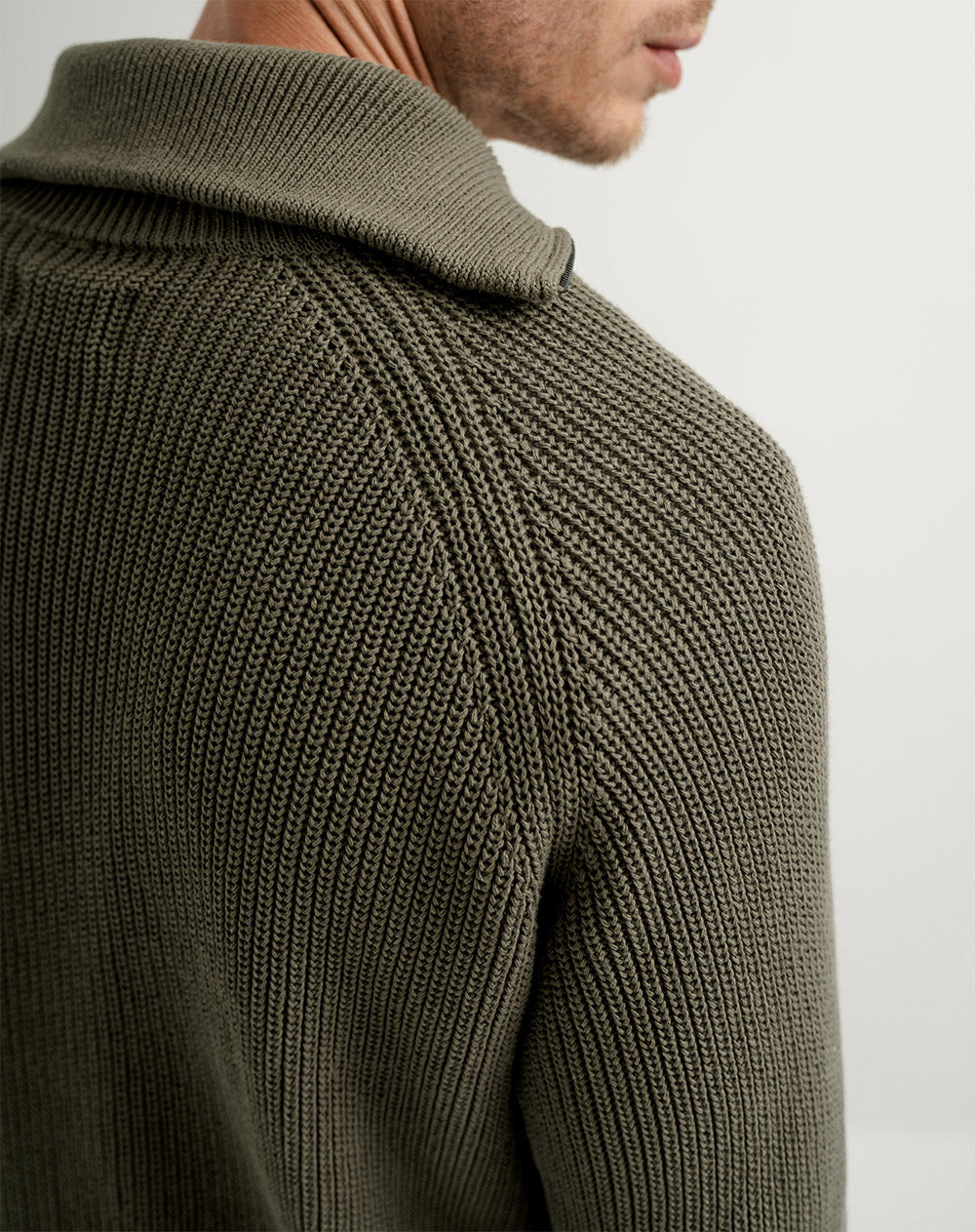 Suéter regular tejido de punto algodón verde hombre