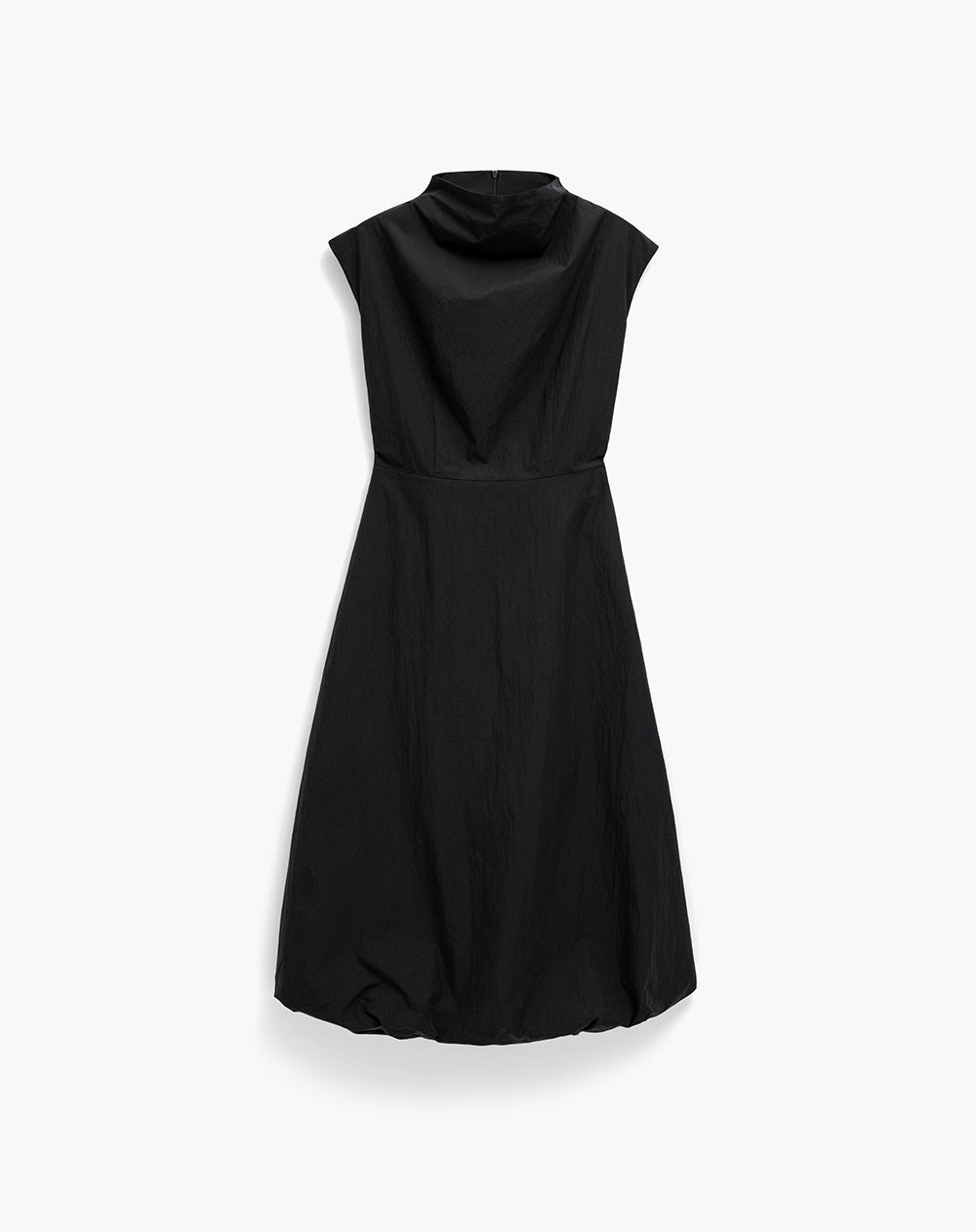 Vestido midi cuello alto negro mujer