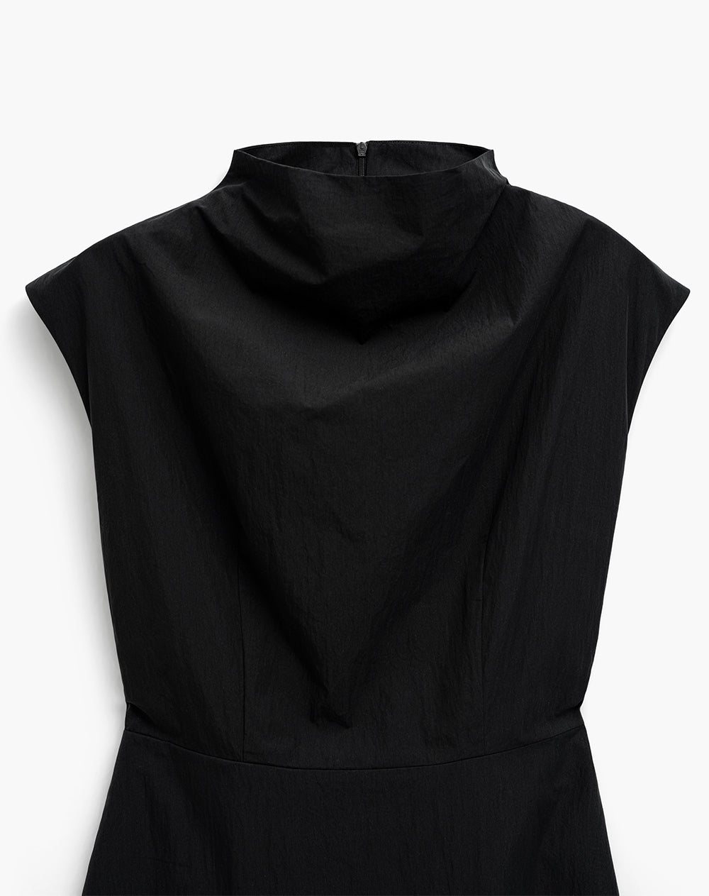 Vestido midi cuello alto negro mujer
