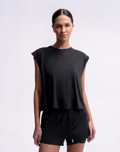 Camiseta deportiva regular negra mujer