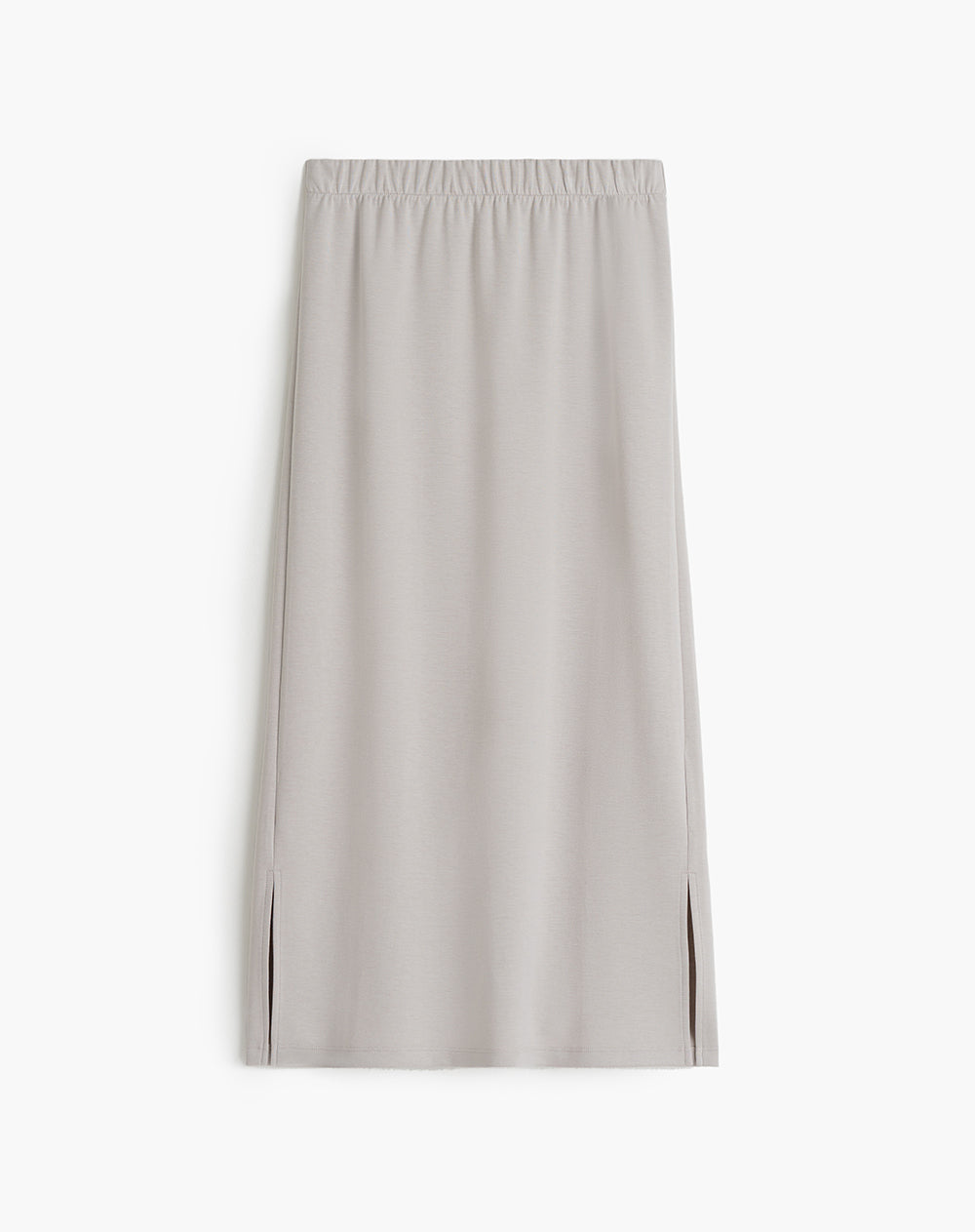 Falda midi tacto suave gris mujer
