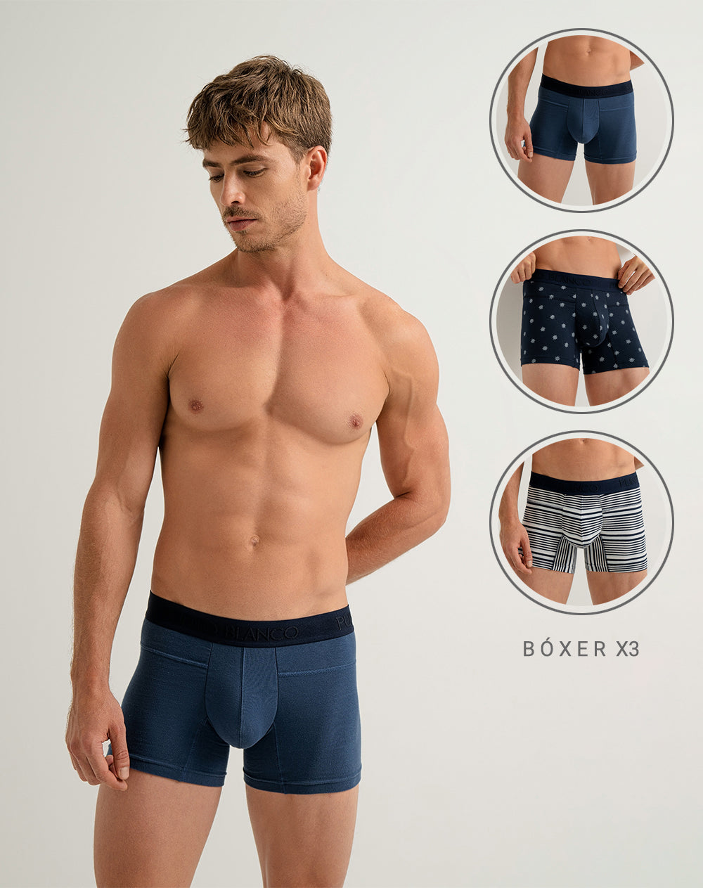 Boxér corto ajustados x3unds surtidos