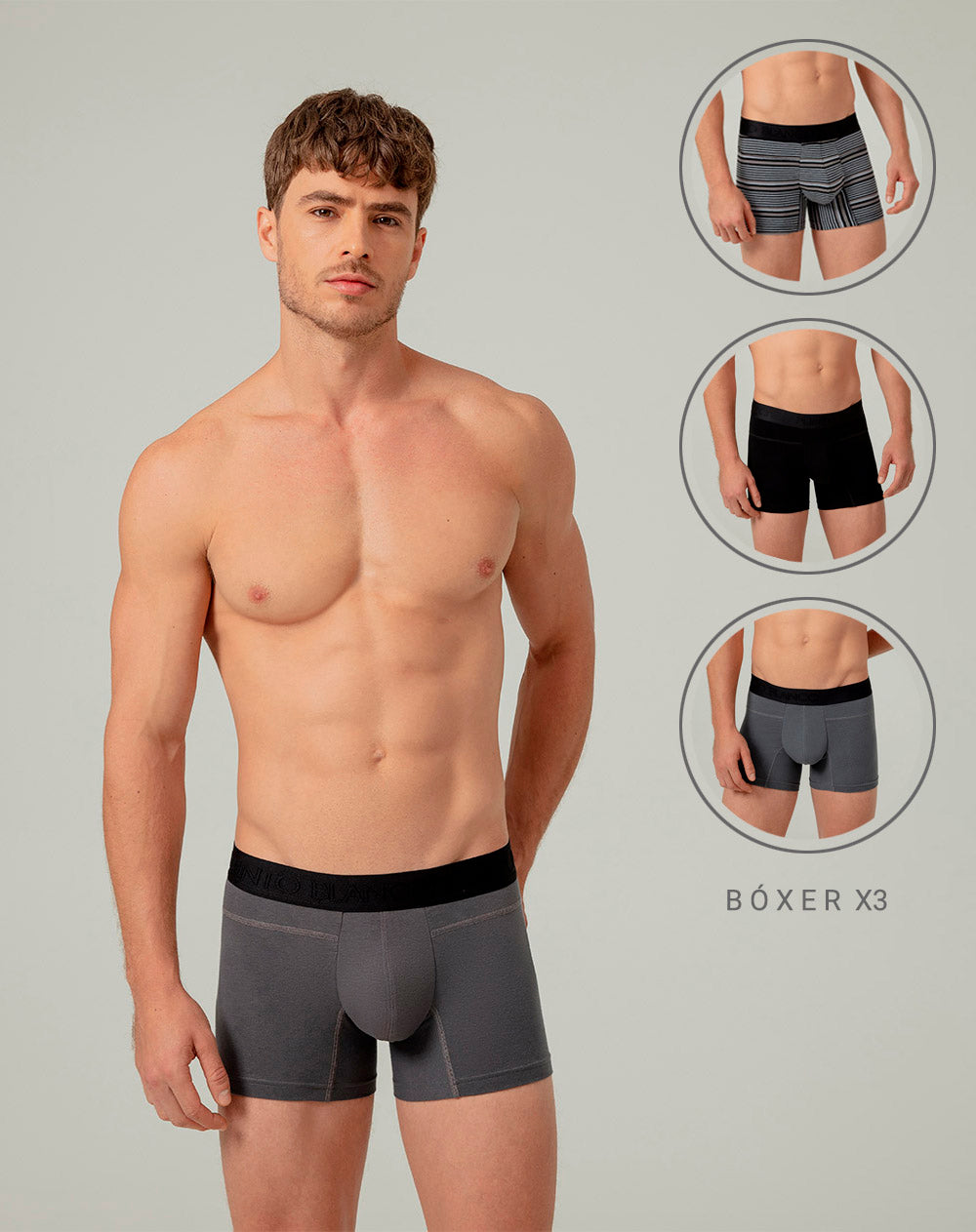 Boxér corto ajustados x3unds surtidos