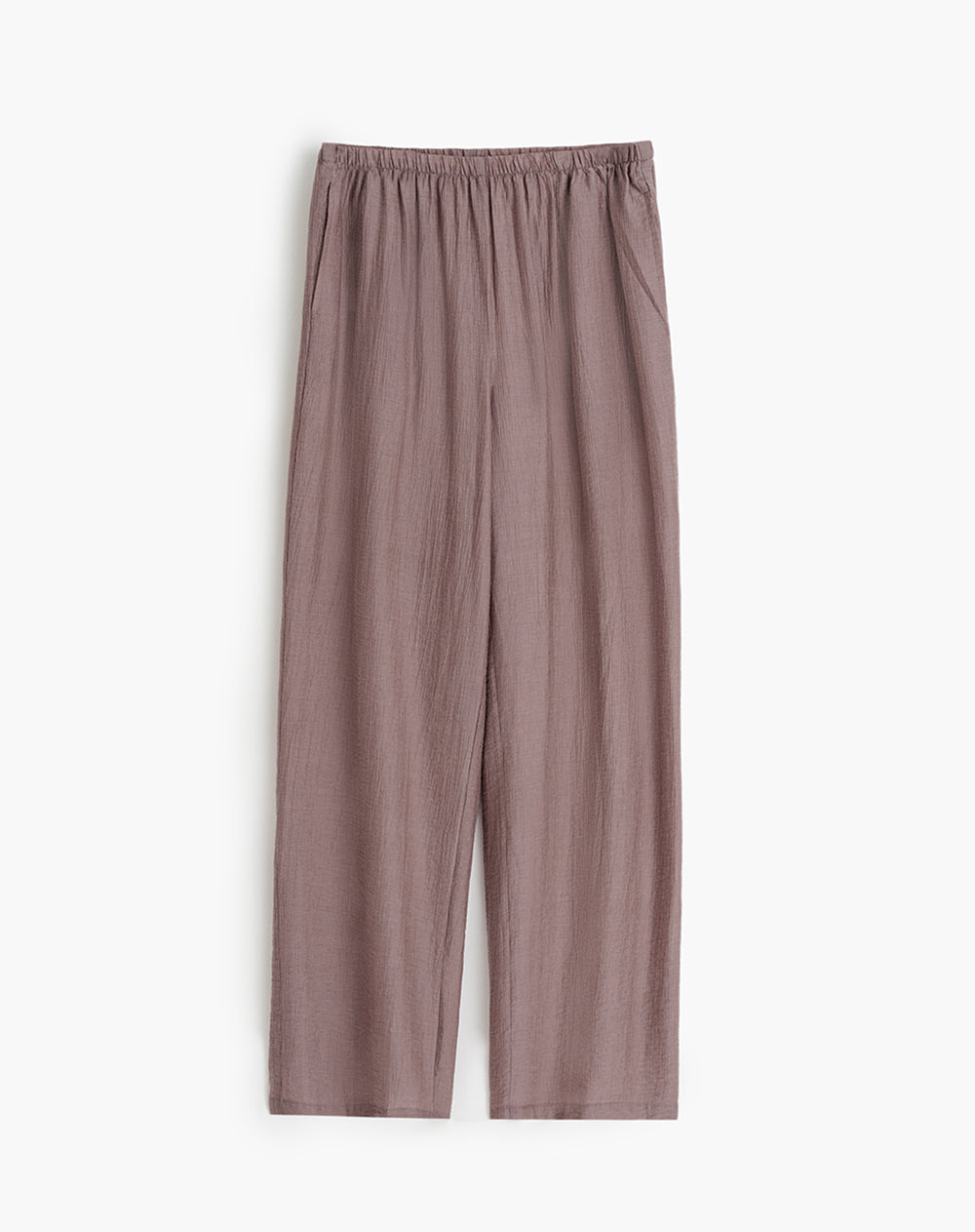 Pantalón tiro alto satín efecto arrugado palo rosa mujer