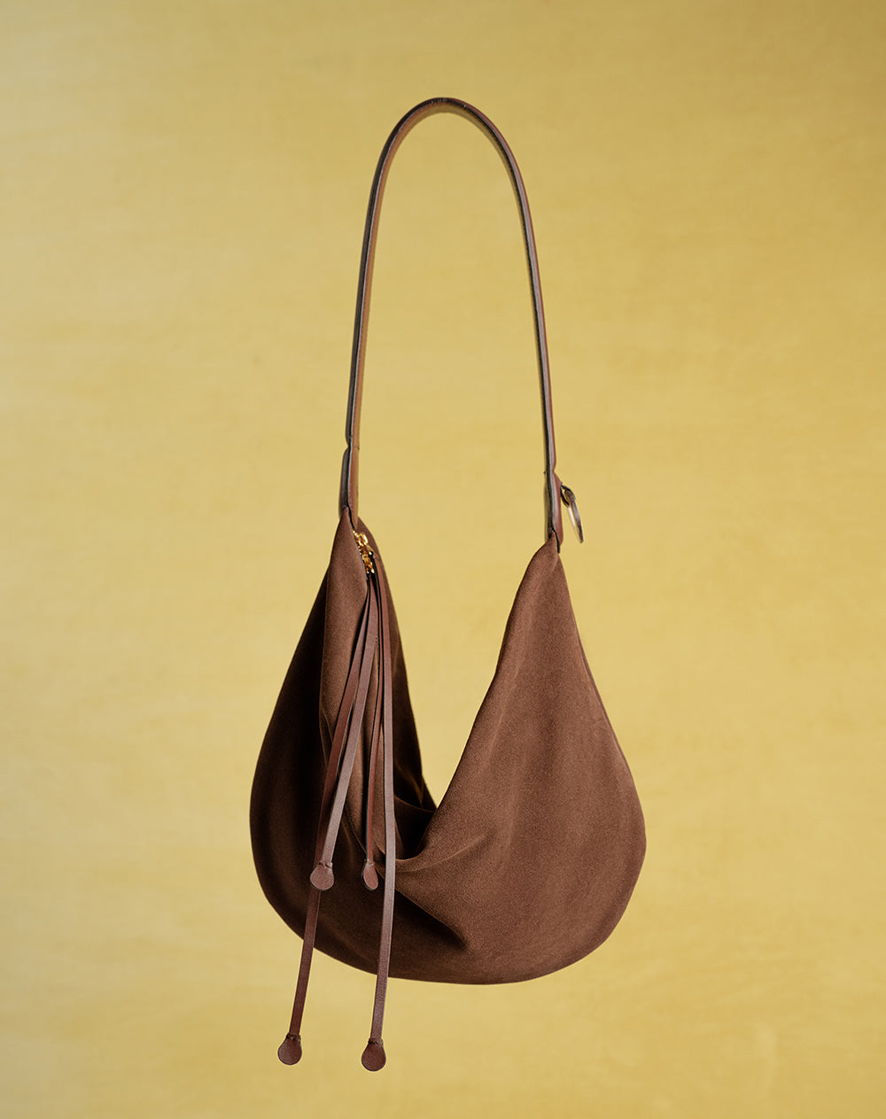 Cartera  hamaca Ballen - Punto Blanco en cuero café