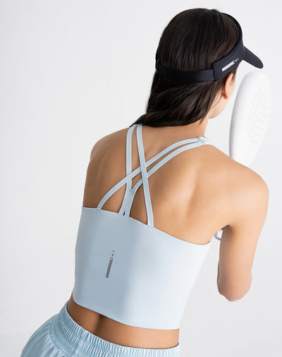 Top deportivo soporte medio control humedad azul