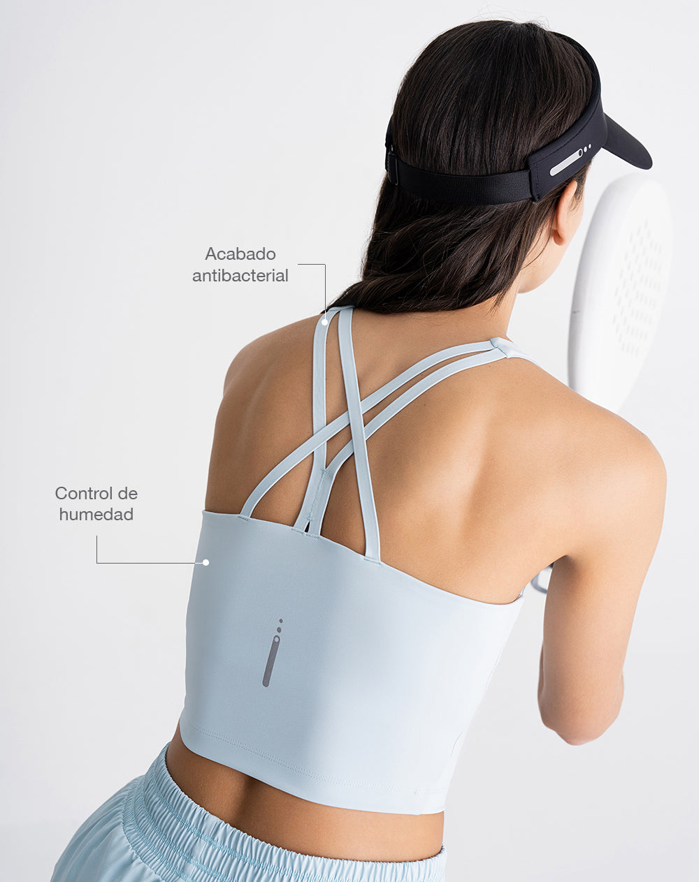 Top deportivo soporte medio control humedad azul