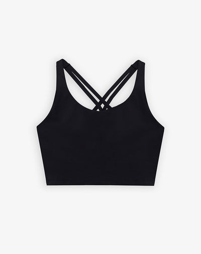 Top en tiras delgadas soporte medio negro