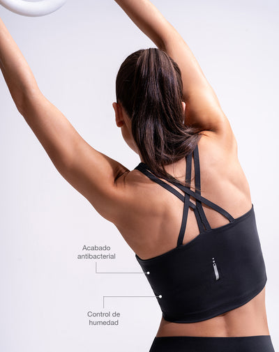 Top deportivo soporte medio control humedad negro
