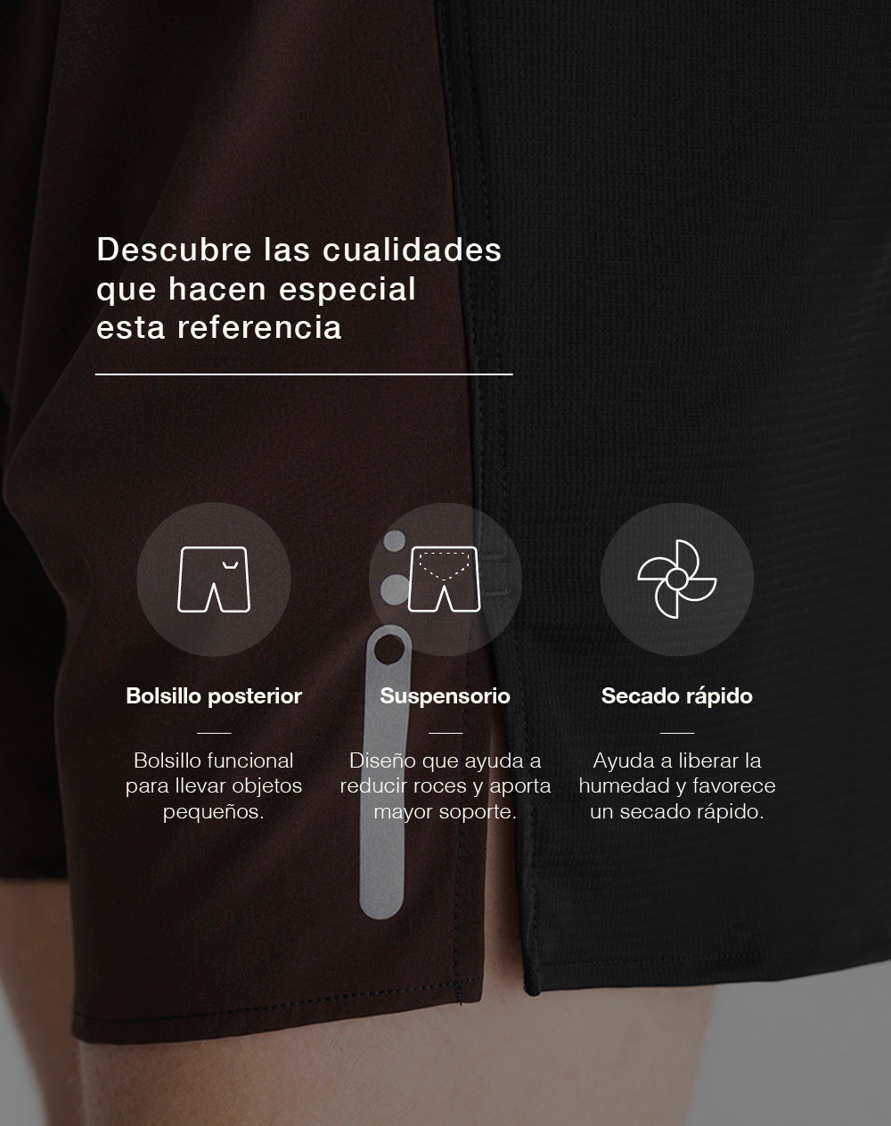 Pantaloneta deportiva malla interna café hombre