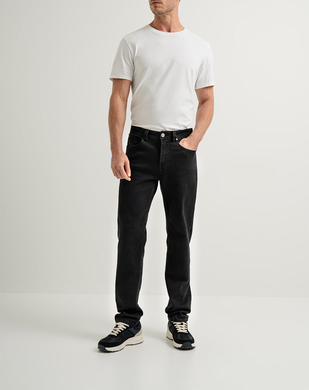 Jean recto regular algodón negro hombre