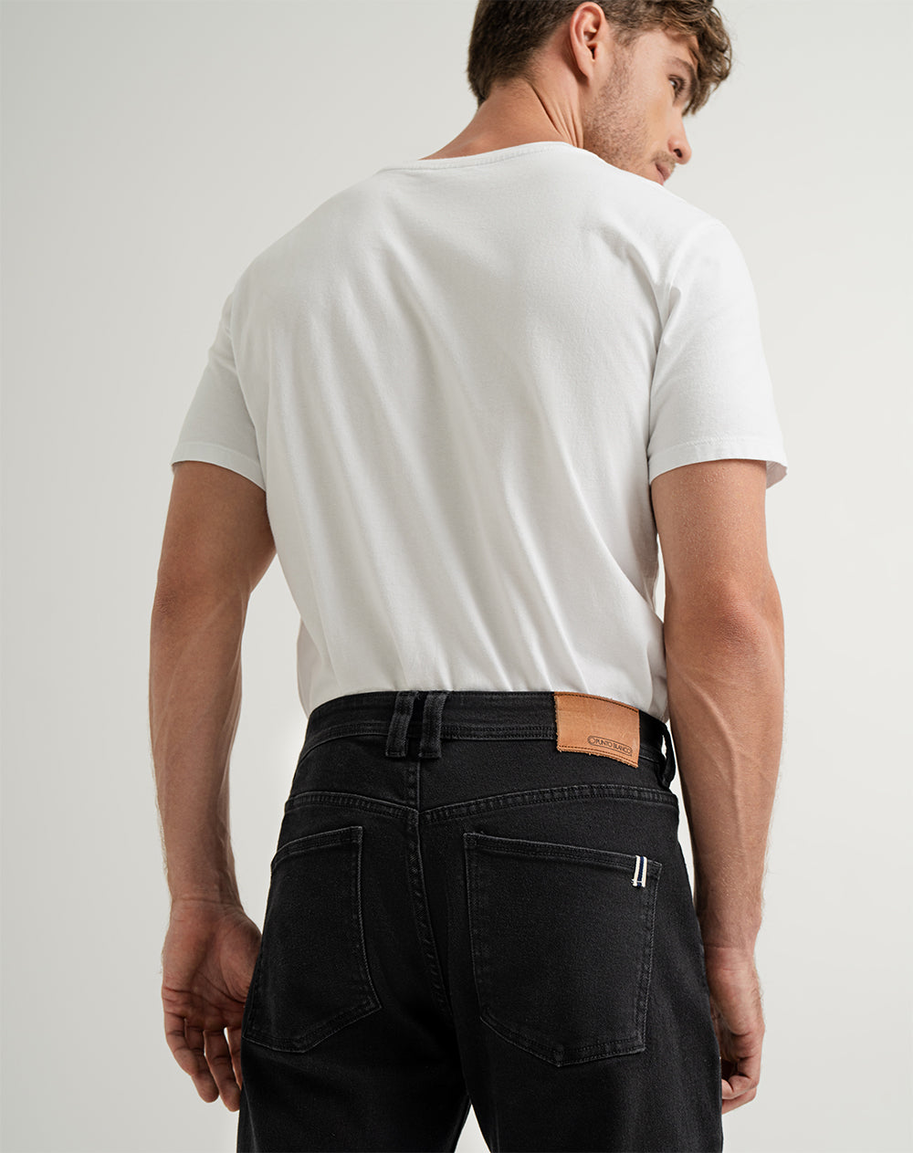 Jean recto regular algodón negro hombre