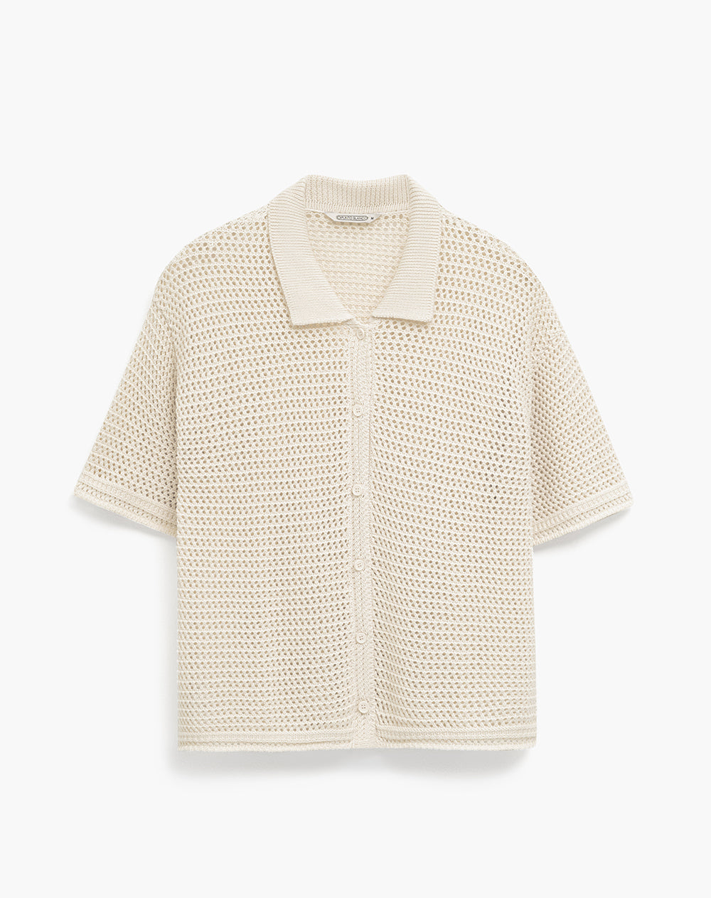Camisa manga corta loose tejido de punto khaki mujer