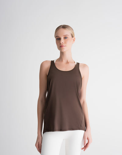 Camiseta esqueleto deportiva mujer secado rápido café