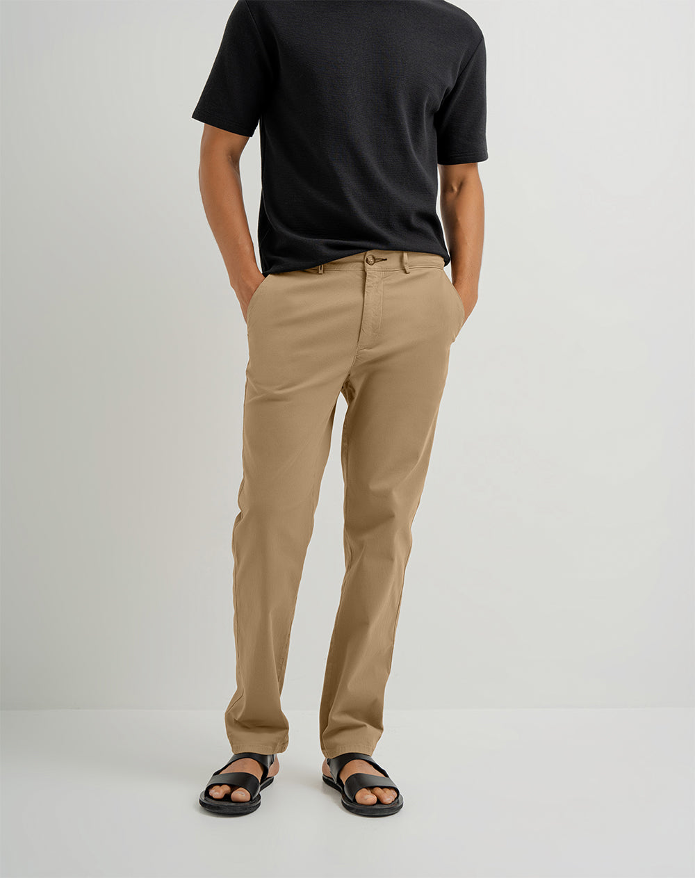 Pantalón chino regular algodón café hombre