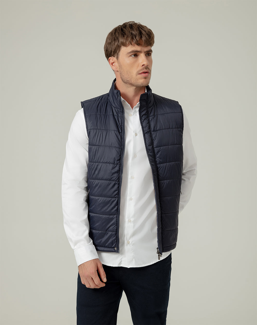 Chaleco regular fit sin capucha azul