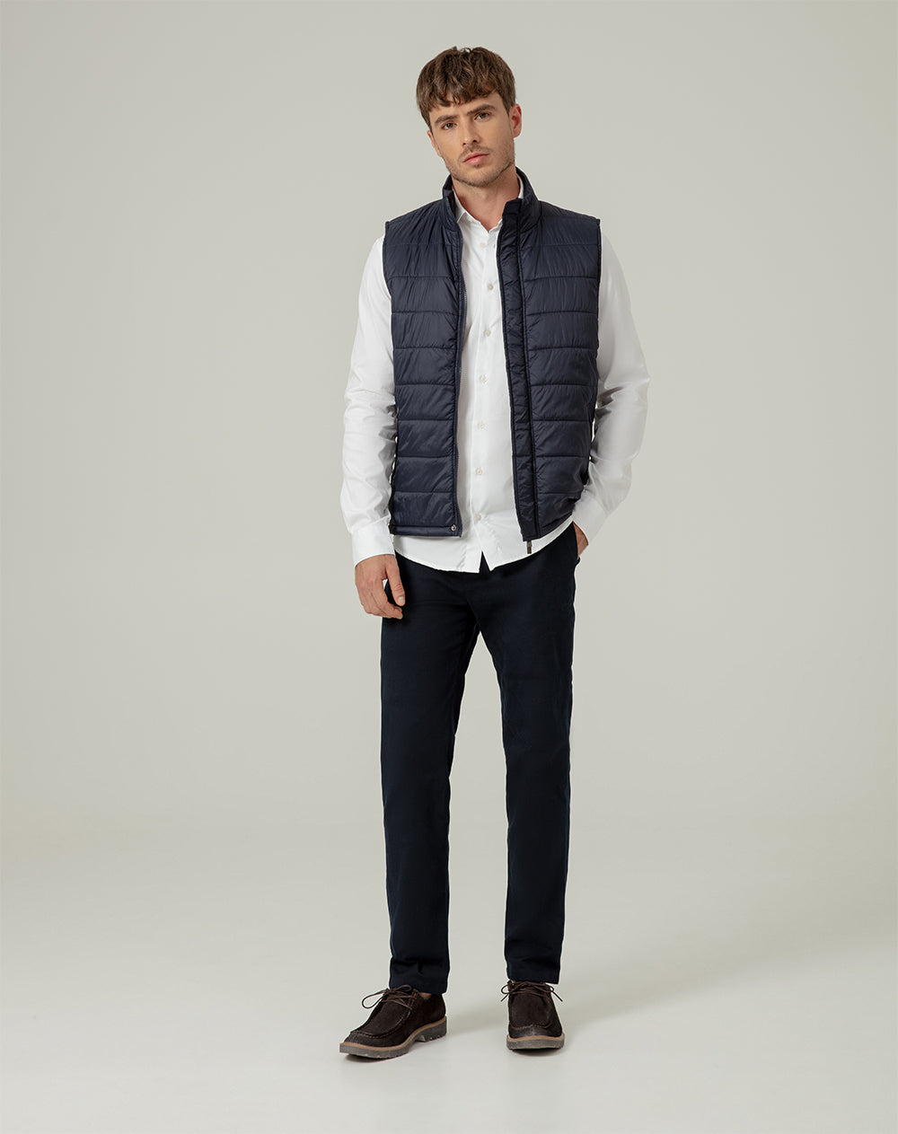 Chaleco regular fit sin capucha azul