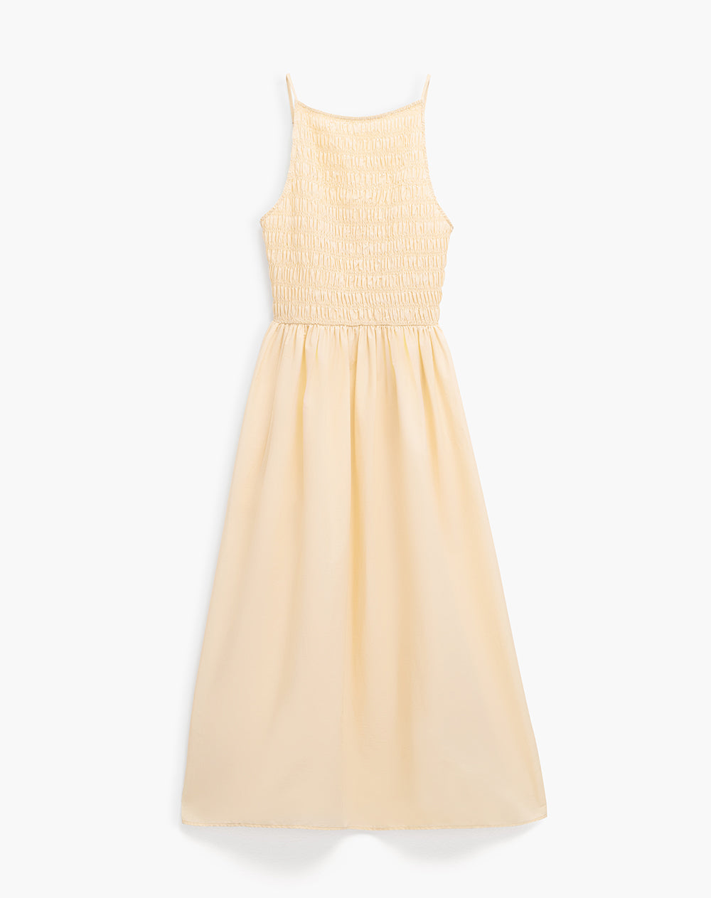 Vestido largo nido de abeja amarillo mujer