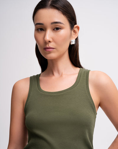 Camiseta esqueleto slim tejido de punto verde mujer