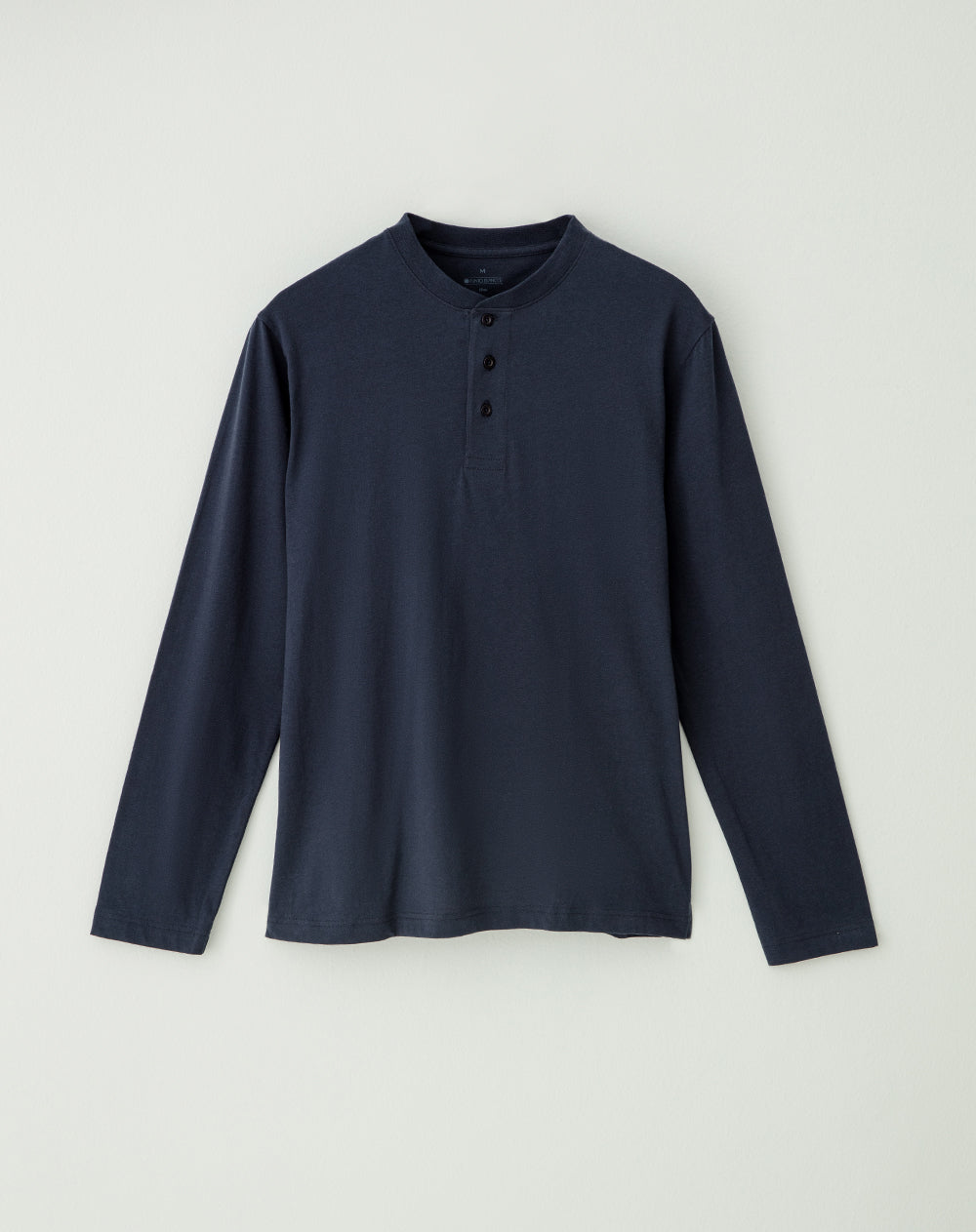 Camibuzo algodón sostenible botones en cuello azul para hombre