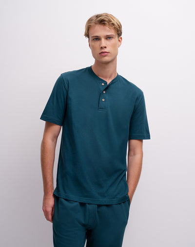 Camiseta regular algodón azul hombre