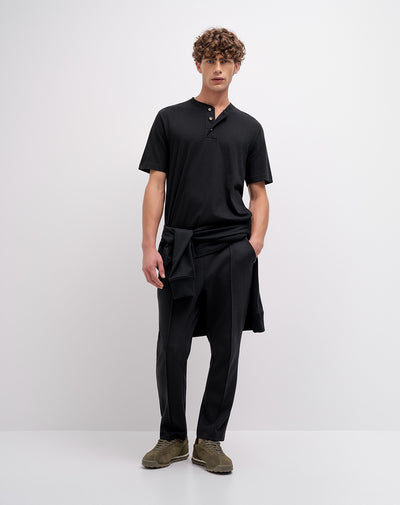 Camiseta regular algodón negra hombre