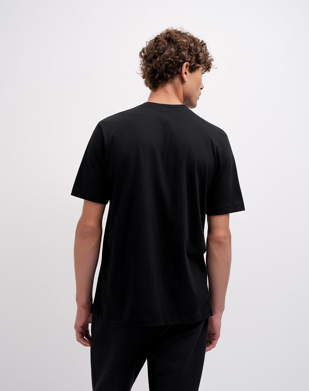 Camiseta regular algodón negra hombre