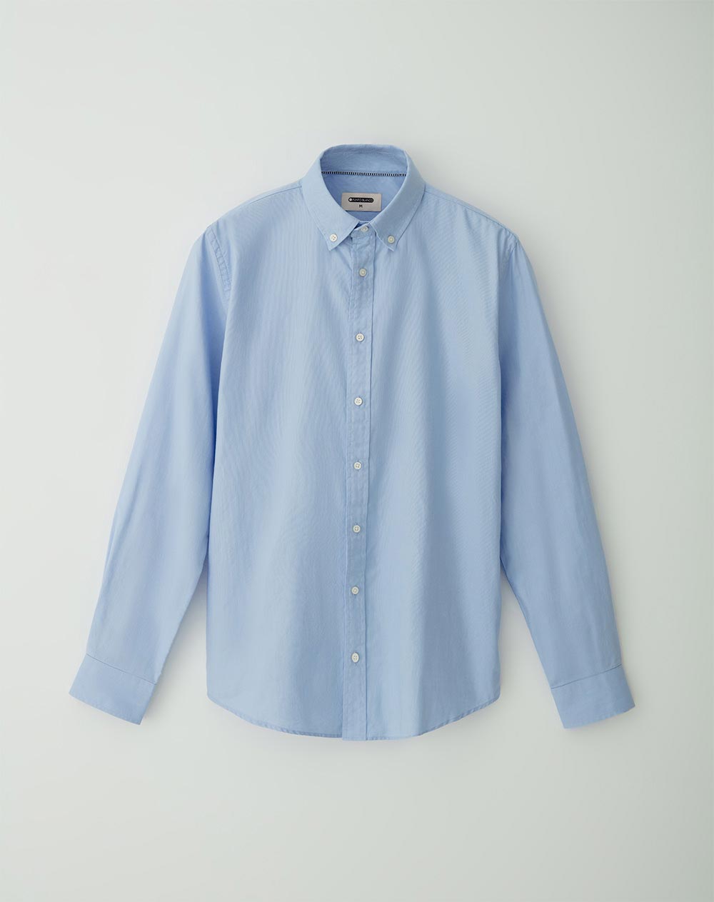 Camisa manga larga regular algodón azul hombre