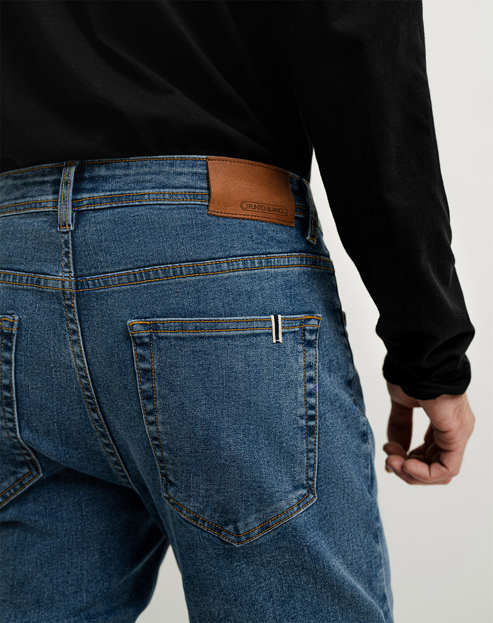 Jean skinny semi ajustado algodón 5 bolsillos indigo medio hombre