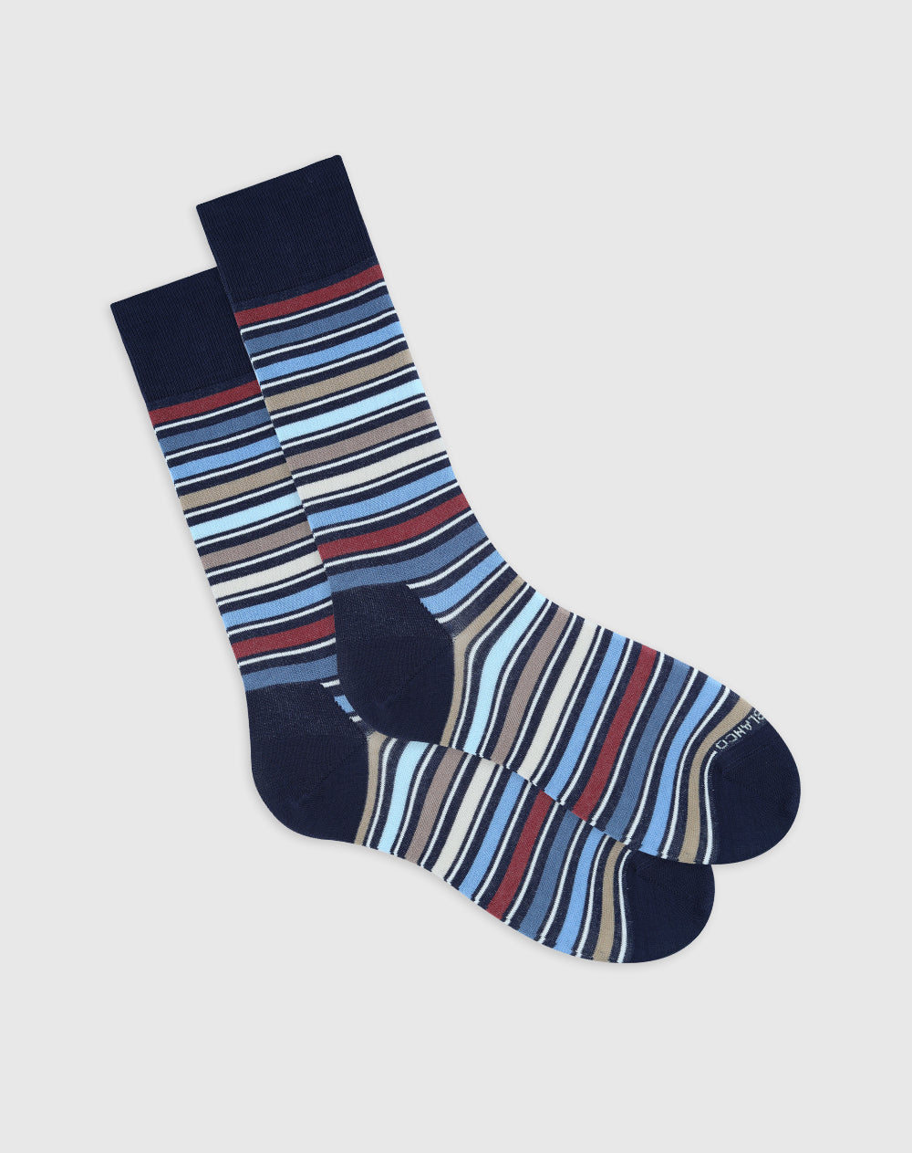Medias para hombre largas en algodón azules a rayas