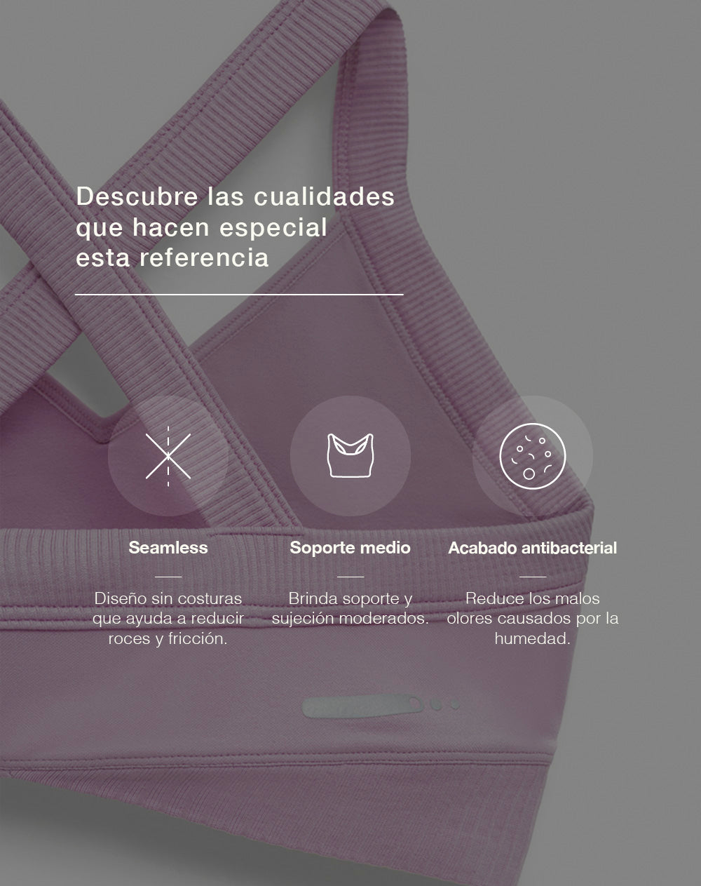 Top deportivo soporte medio control humedad rosado