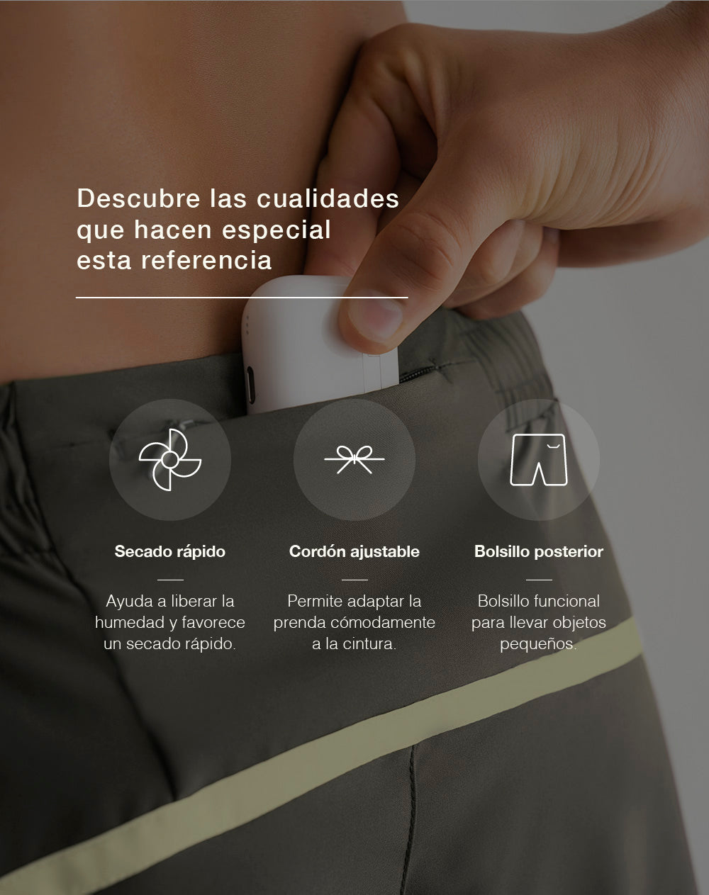 Pantaloneta deportiva secado rápido verde hombre