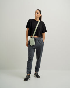 Jogger tiro medio algodón gris mujer