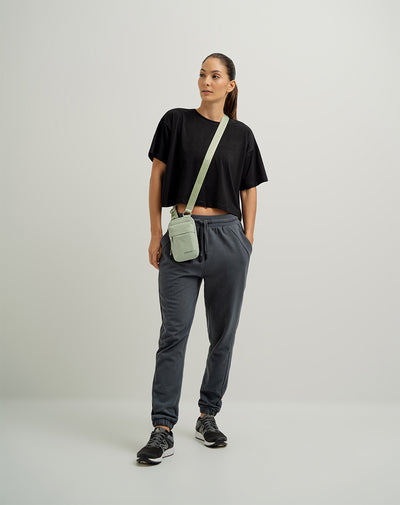 Jogger tiro medio algodón gris mujer