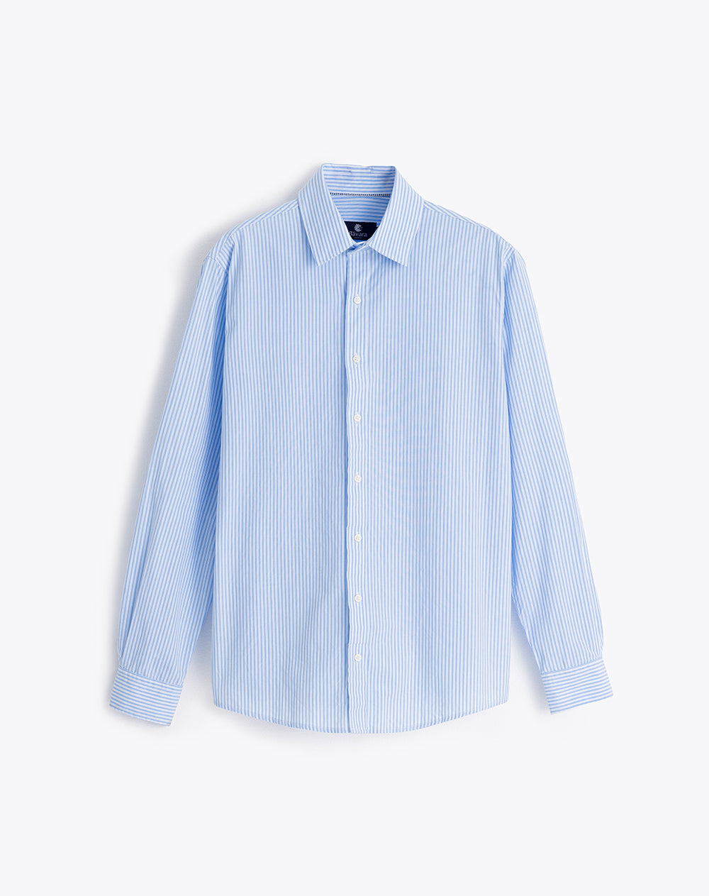 Camisa manga larga regular algodón azul rayas hombre