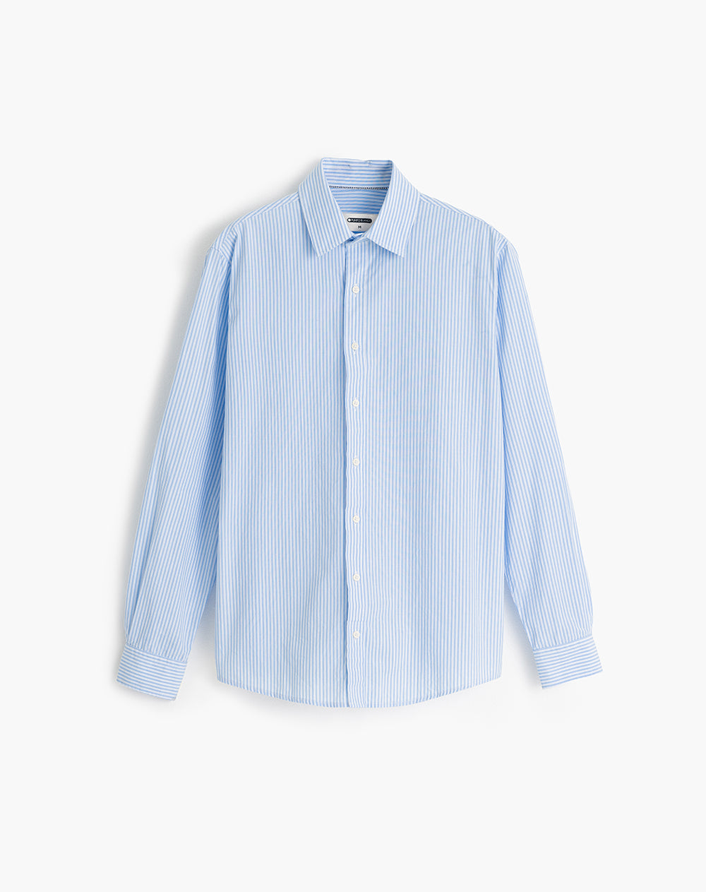 Camisa manga larga regular algodón azul rayas hombre