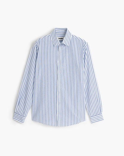 Camisa manga larga regular algodón azul rayas hombre