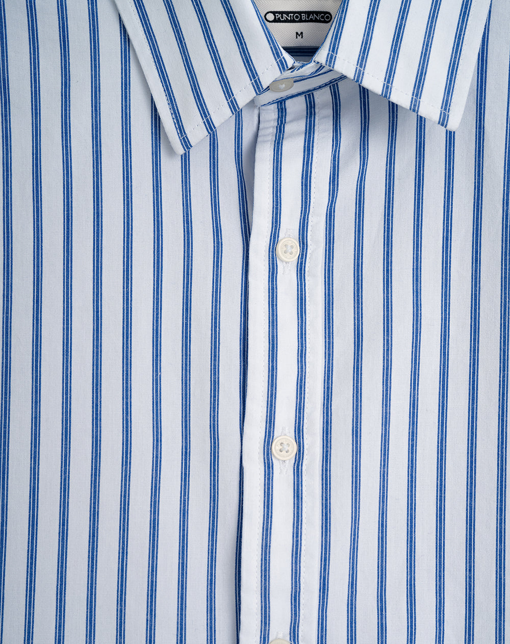 Camisa manga larga regular algodón azul rayas hombre
