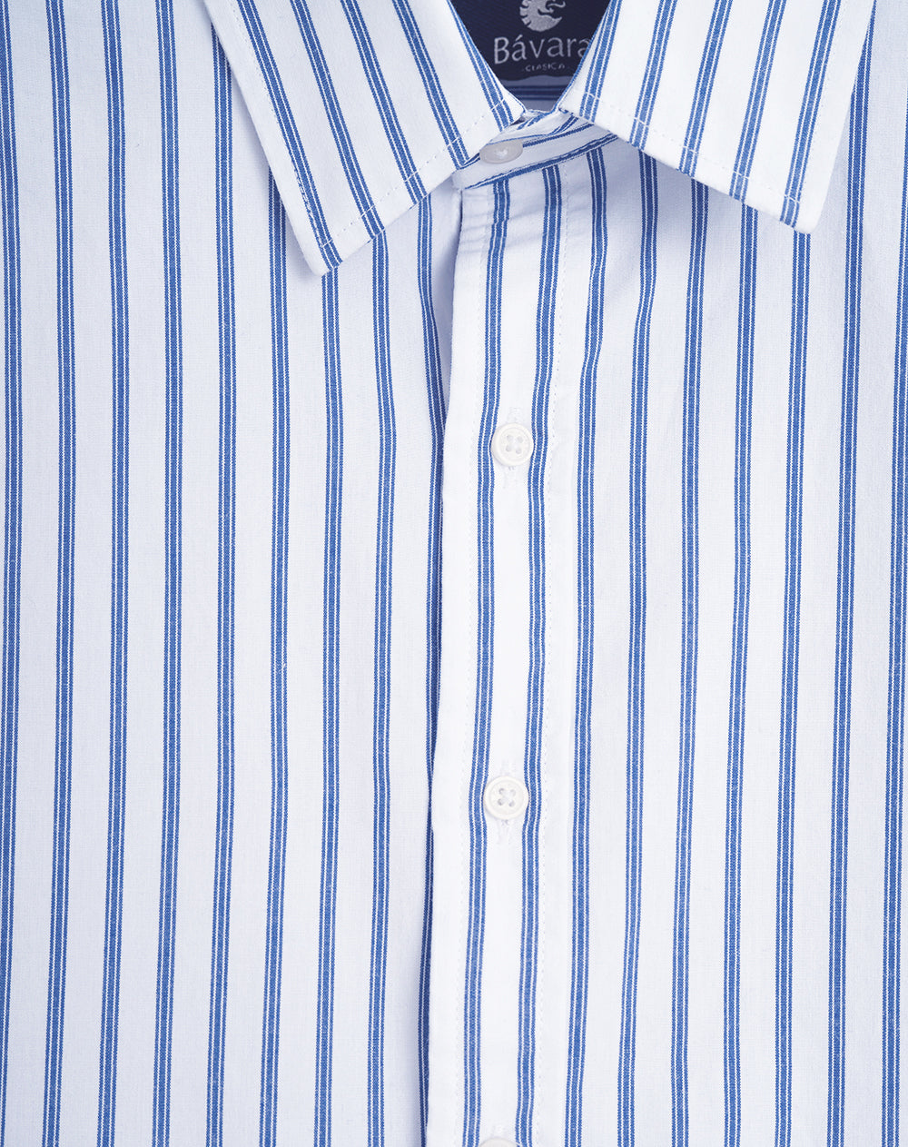 Camisa manga larga regular algodón blanca rayas hombre