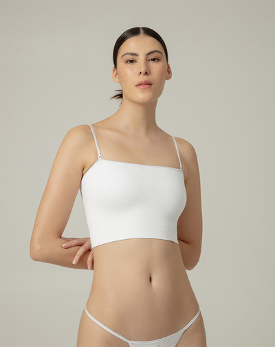 Top soporte medio sin costura y cargaderas removibles blanco