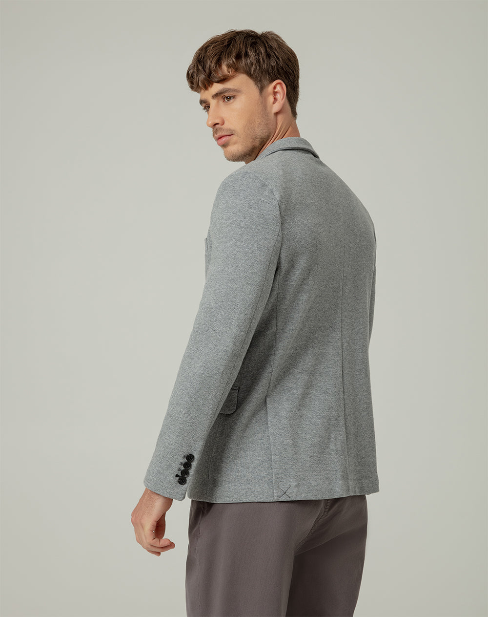 Chaqueta regular fit sin capucha gris jaspeada