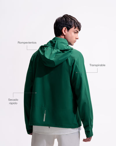 Buzo regular half zip secado rápido verde hombre