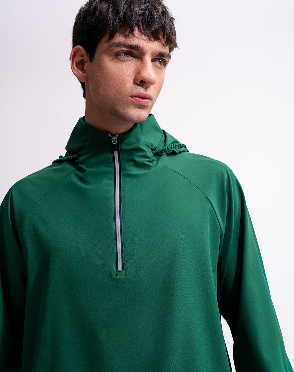 Buzo regular half zip secado rápido verde hombre