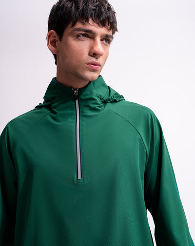 Buzo regular half zip secado rápido verde hombre