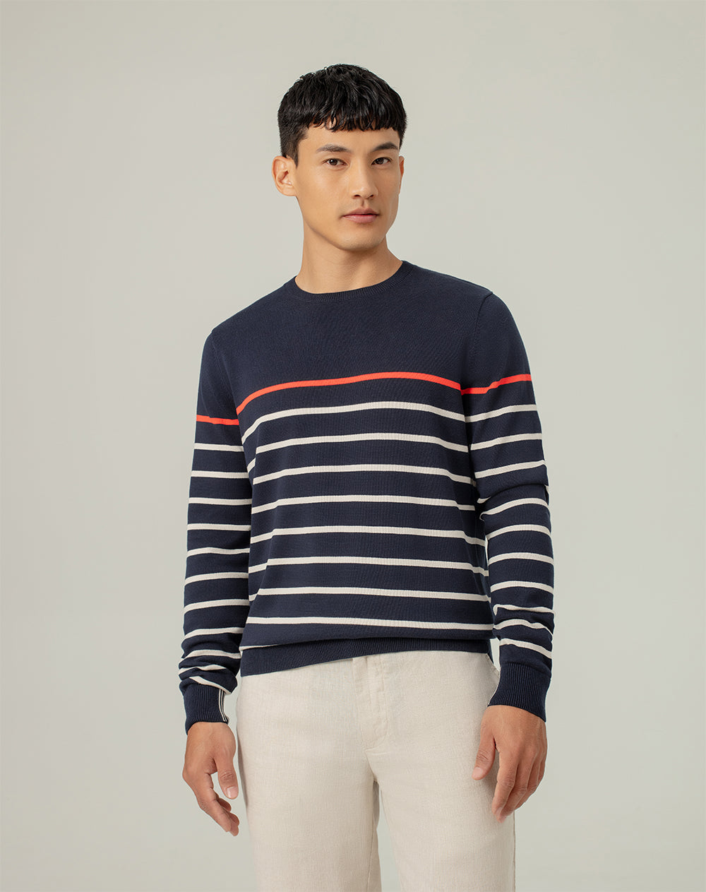 Buzo regular fit azul rayas