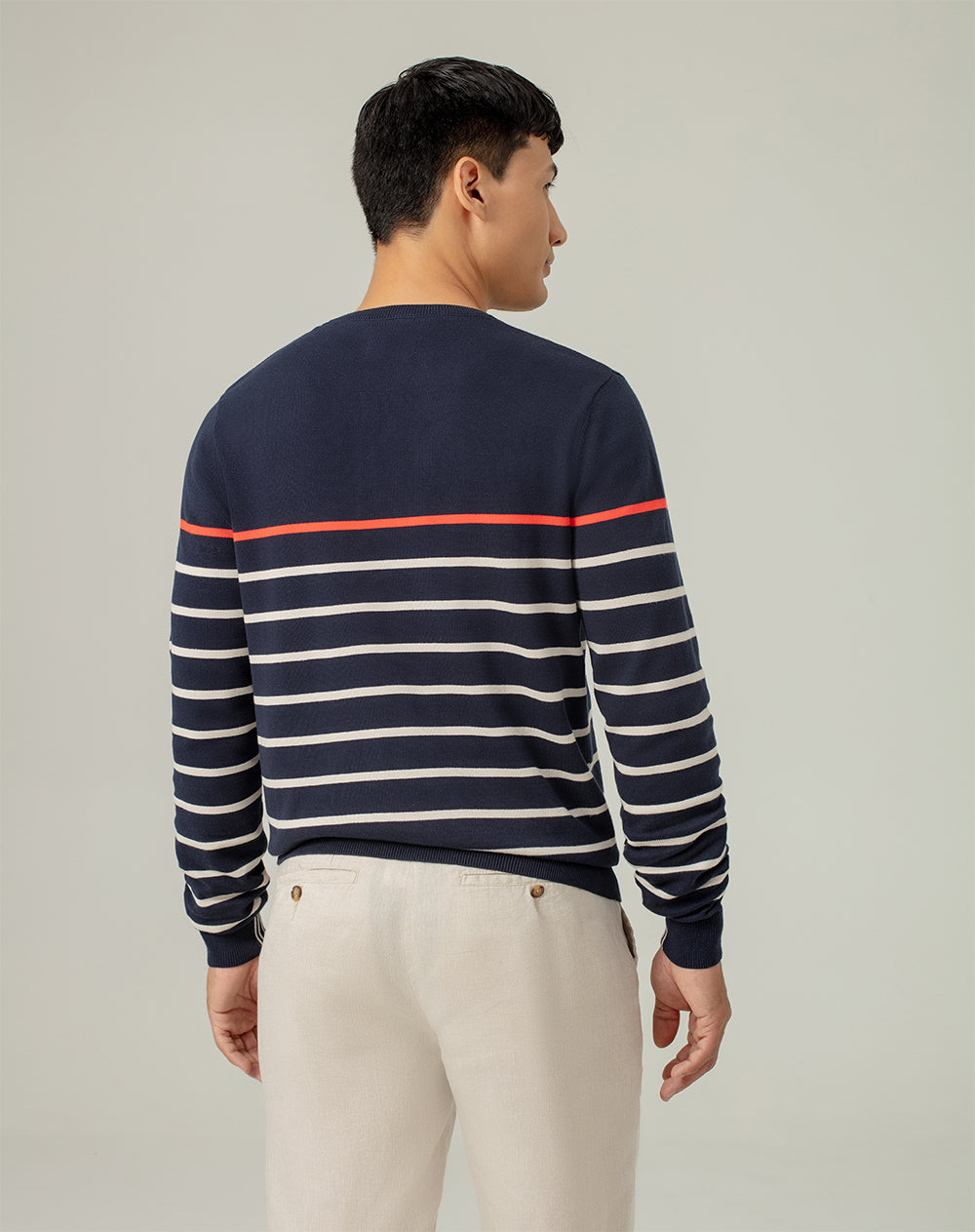 Buzo regular fit azul rayas