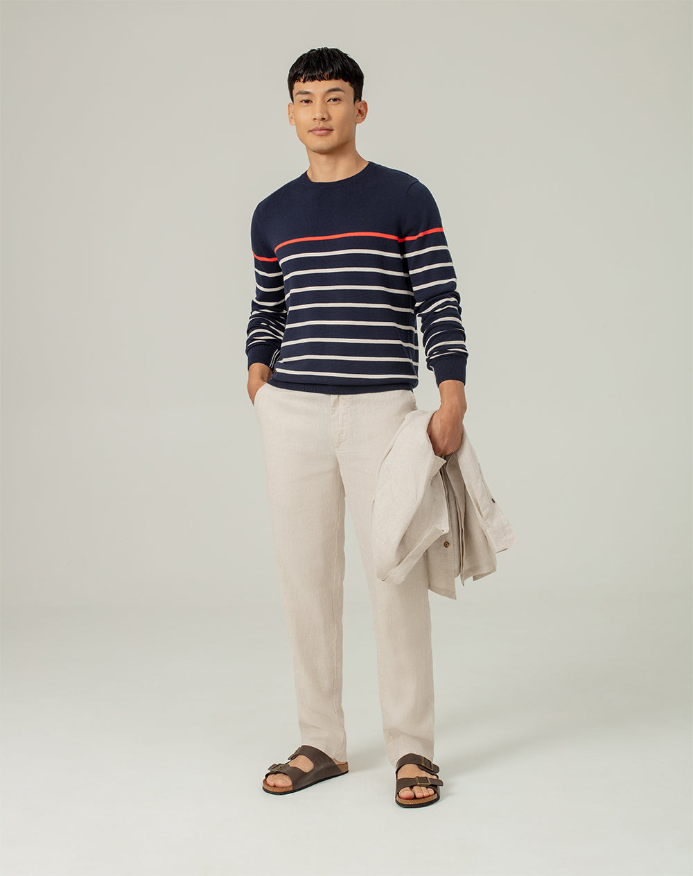 Buzo regular fit azul rayas