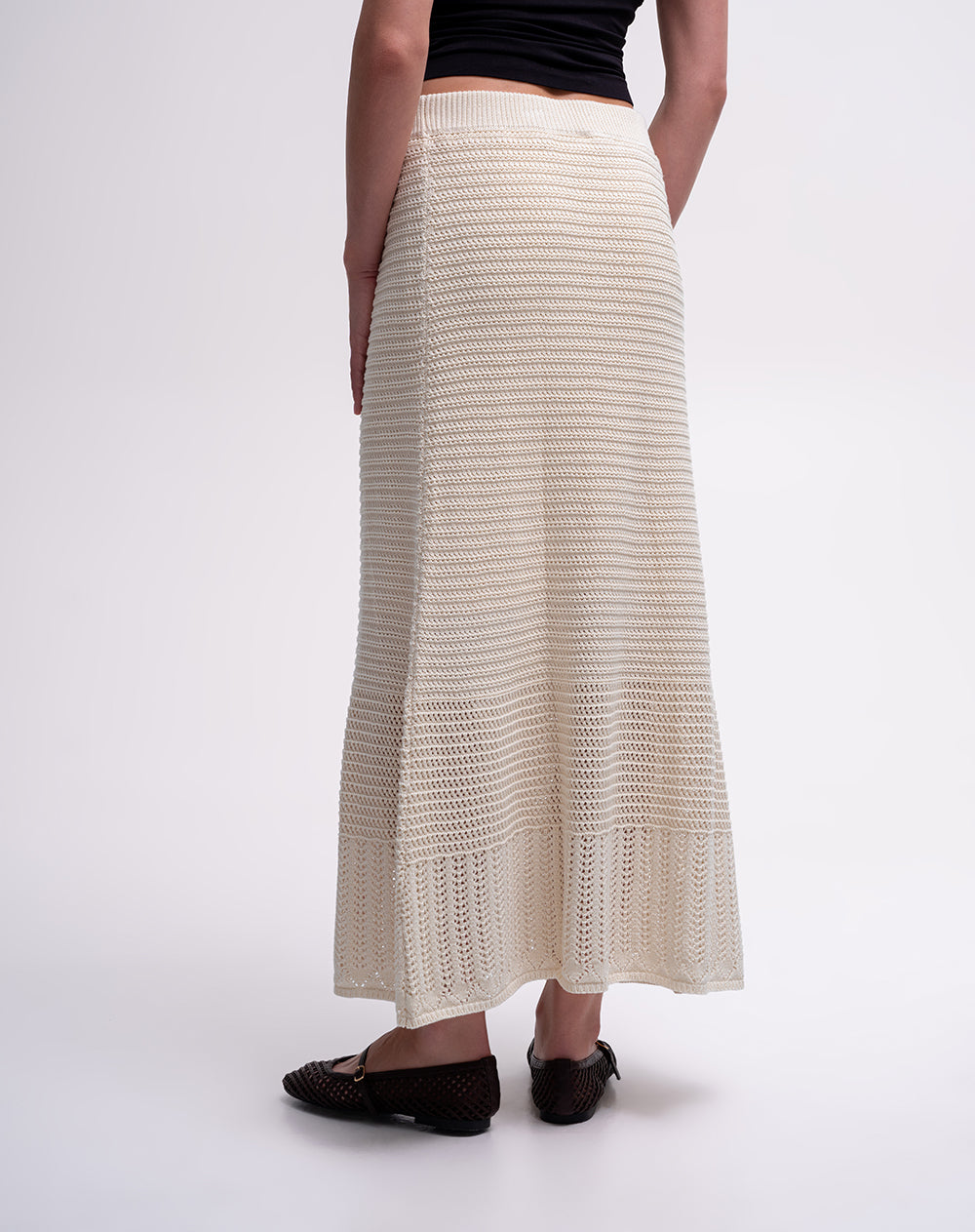 Falda larga tiro medio khaki